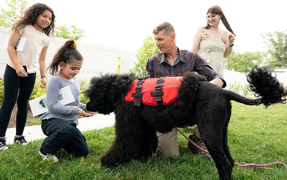 Forest the dog with children